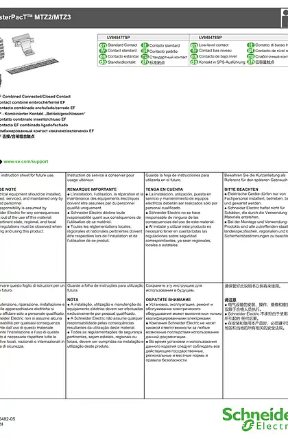 schneider施耐德MasterPacT MTZ2_MTZ3 - EF 连接_合闸组合触点 - 说明页